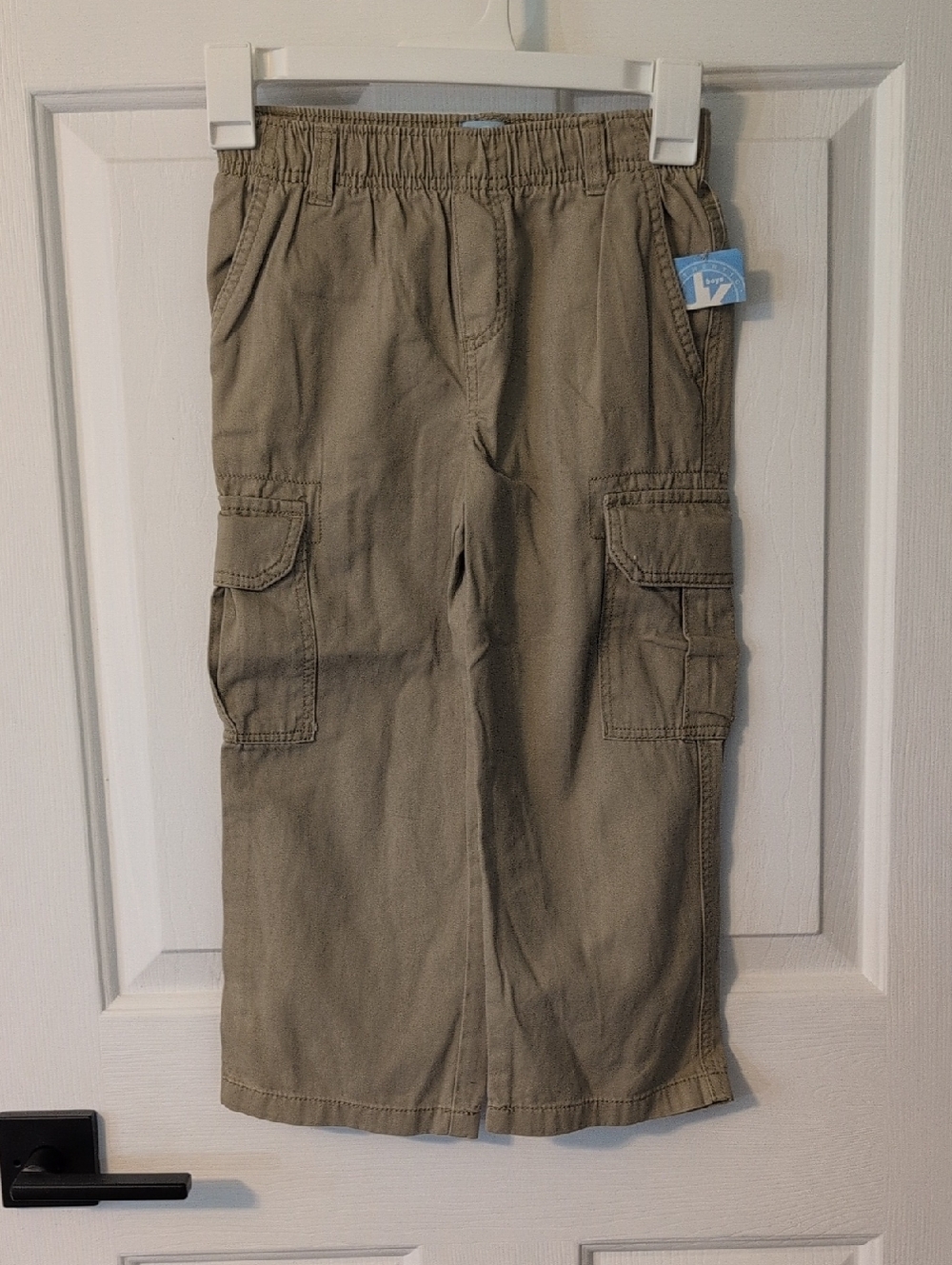 Boys Cargo Pants with Elastic Waist - Khaki
